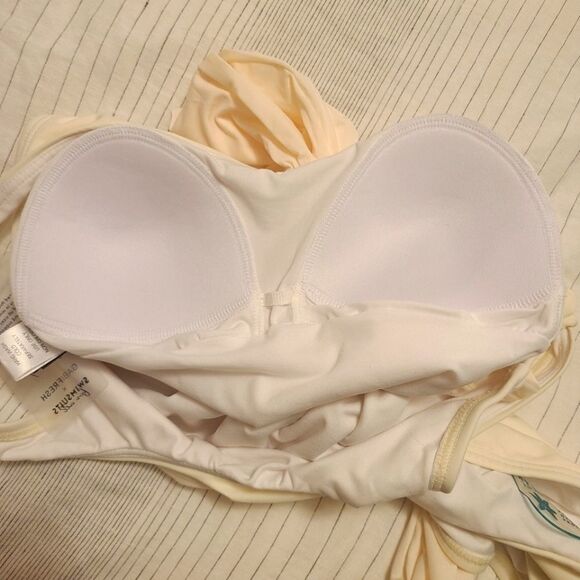 GabiFresh x Swimsuits For All Wrap Sash One Piece Swimsuit Cream Size 10 NWT - Picture 7 of 11